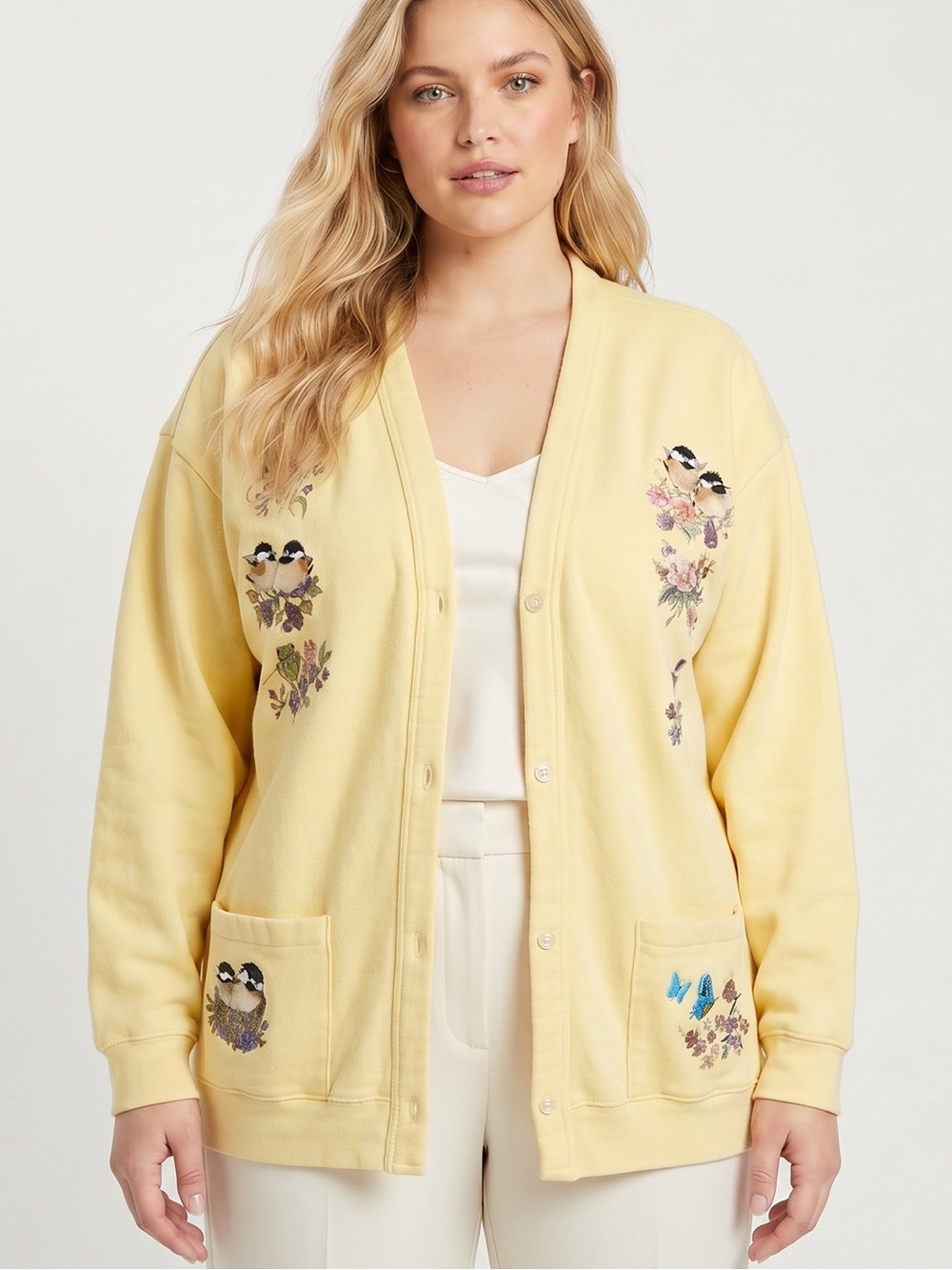 VINTAGE CO-MAX Birds Frogs Butterfly Mouse Granny Cardigan
